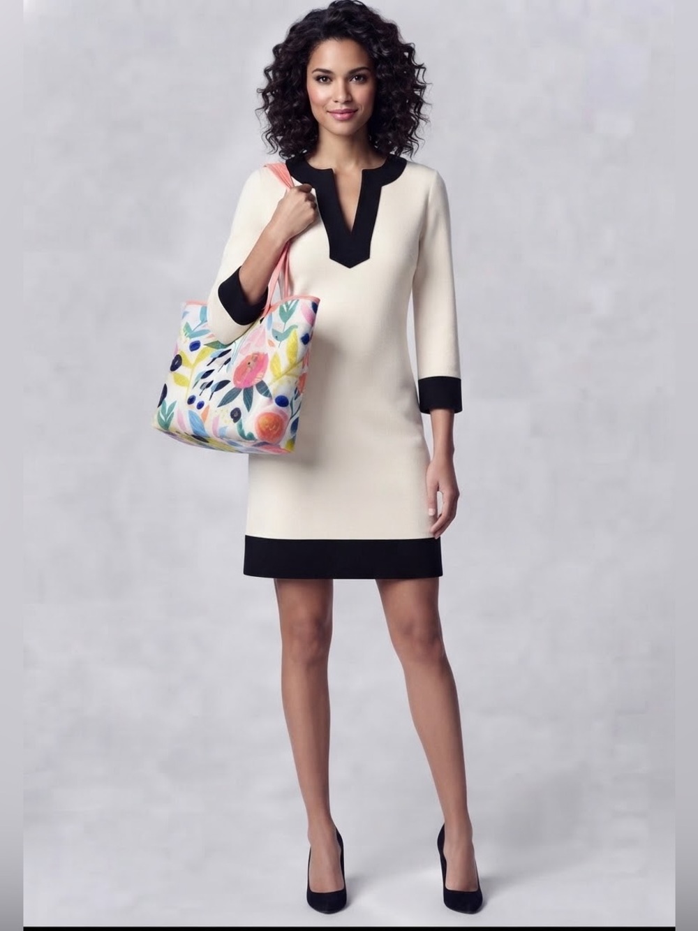 Y2K Michael Kors Black and White Long Sleeves Dress, Retro - Picture 5 of 5